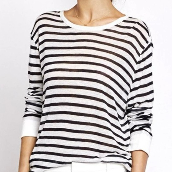 T by Alexander Wang Tops - T BY ALEXANDER WANG Striped Rayon Linen Tee